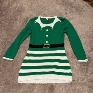 Merry Wear Green/White Christmas Elf Sweater Dress SIZE XL